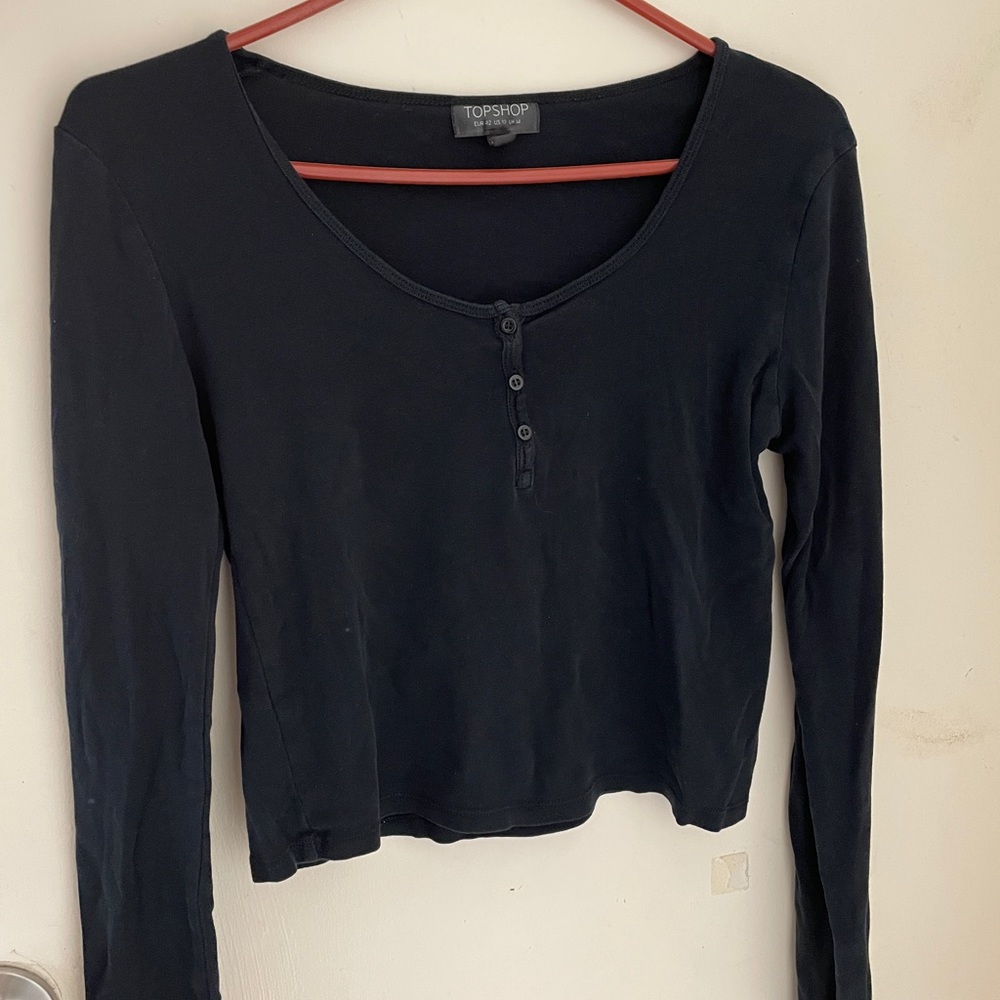 Topshop black cropped long sleeve size 10